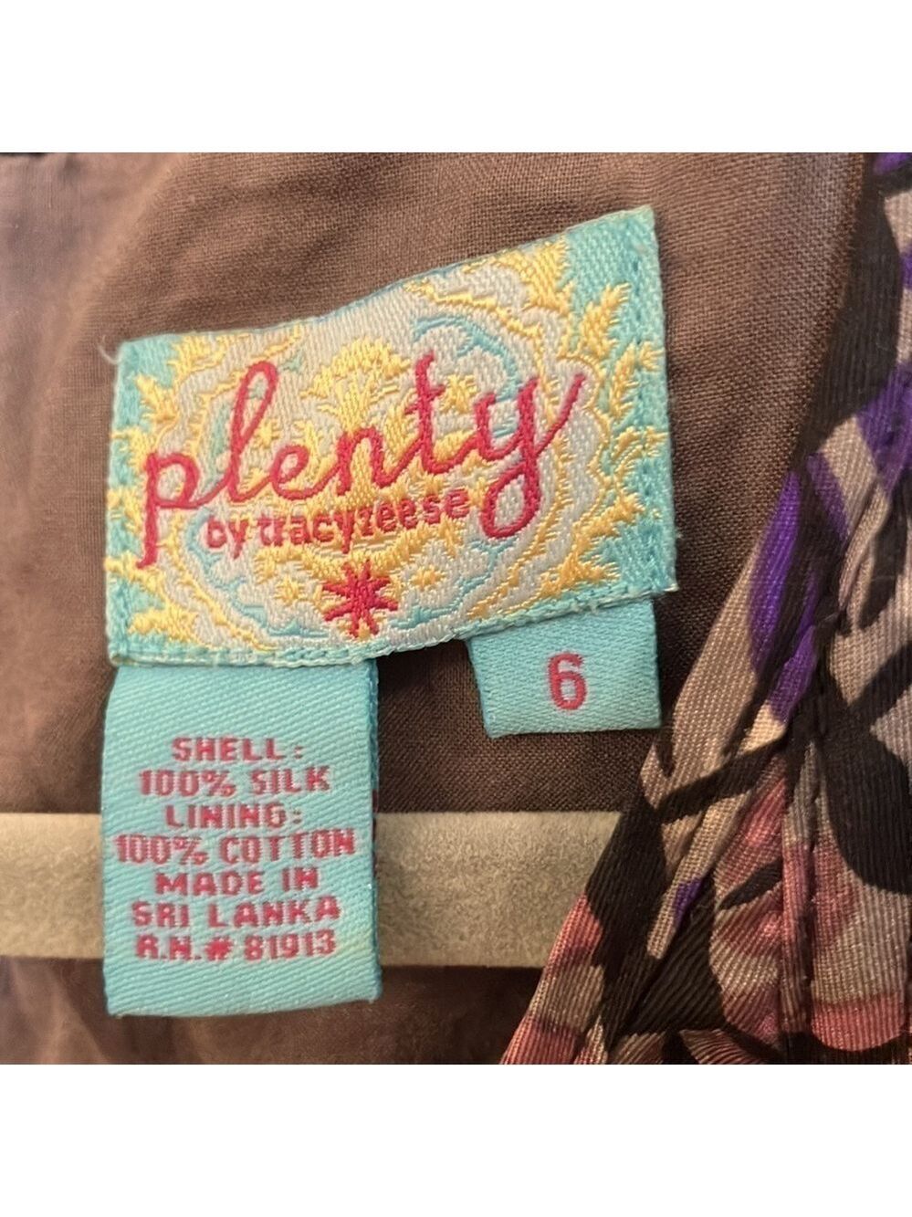 Plenty By Tracy Reese 100% Silk Floral Dress Ruffle Front Boho Size 6 - Picture 4 of 7